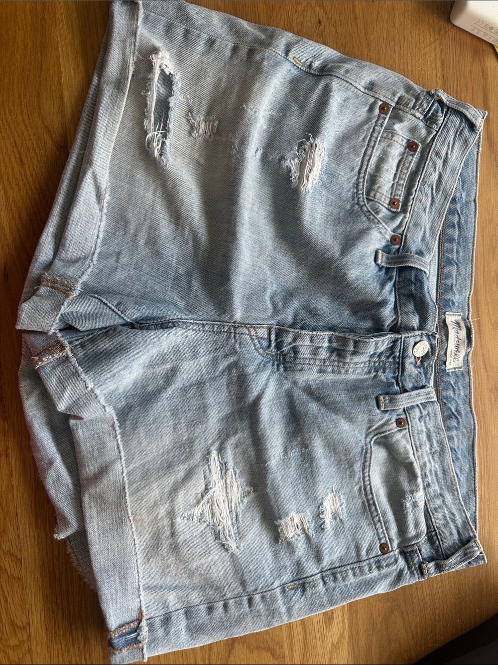 Madewell Light Blue Distressed Denim Shorts